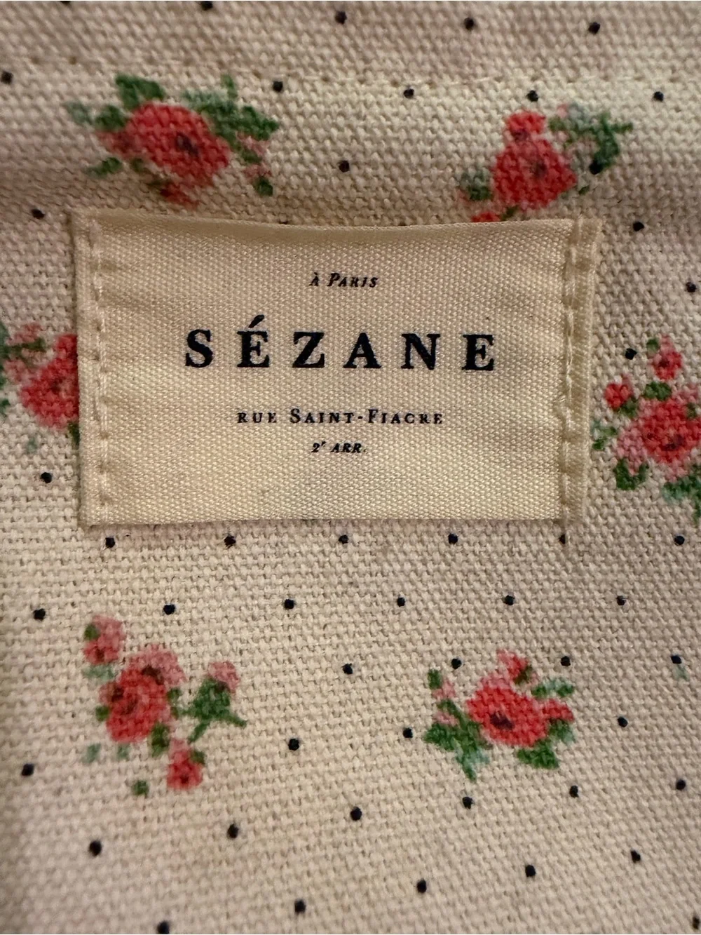 Sézane Cream Floral Ruffle Cosmetic Pouch